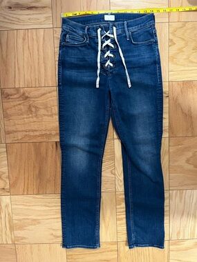 Mother Lace-Up Dazzler Ankle Jeans Mid-Rise